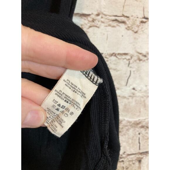 Free People Top Womens Small Black Raw Hem Ruffle Ribbed Whimsy Goth Stretch - Picture 12 of 13